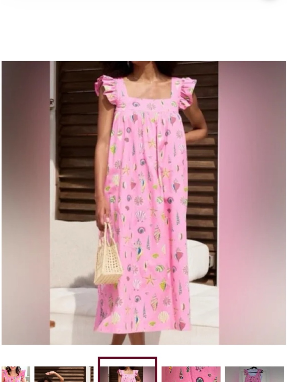 NWT PRINTFRESH Organic Cotton Beachcomber - Shoreline Dress | Neon Bubblegum - Picture 4 of 5